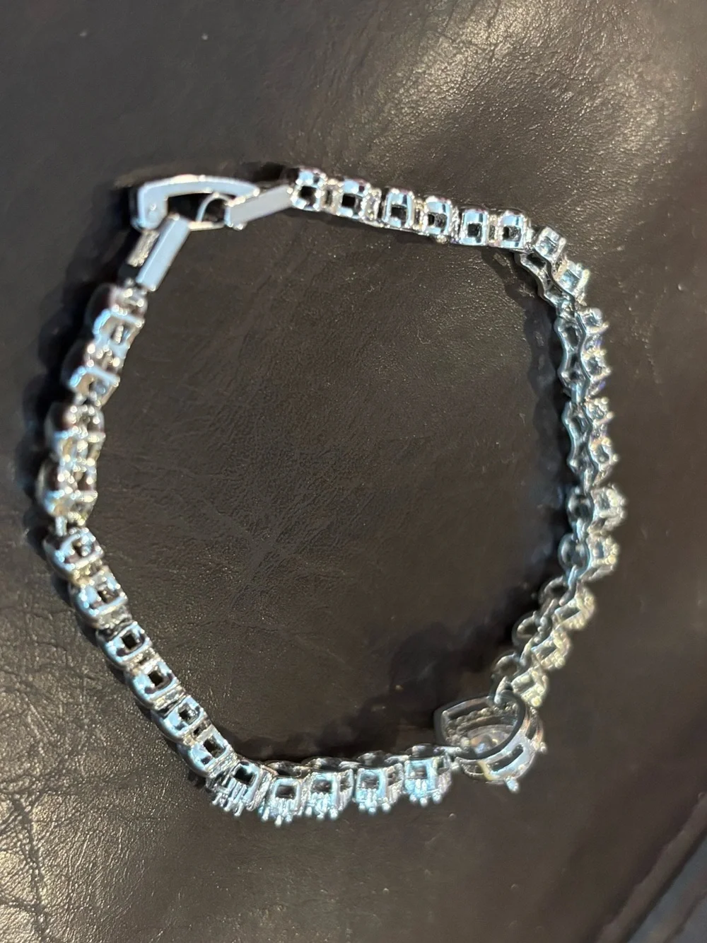 Teardrop Halo Tennis Bracelet - Silver tone with Clear Crystals Fashion Jewelry